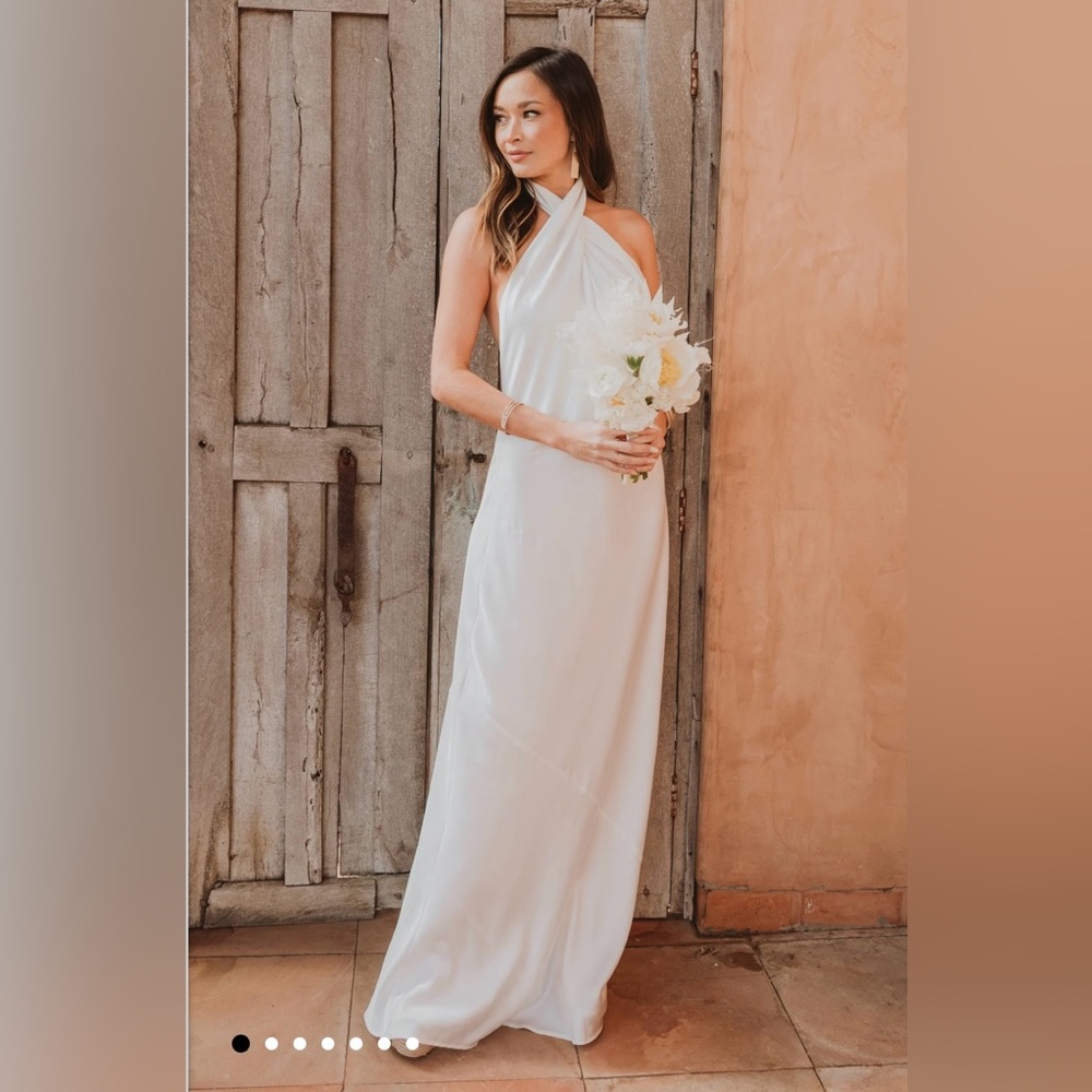 Show Me Your Mumu Bridesmaid Jasmine Halter Maxi Dress White Size Small